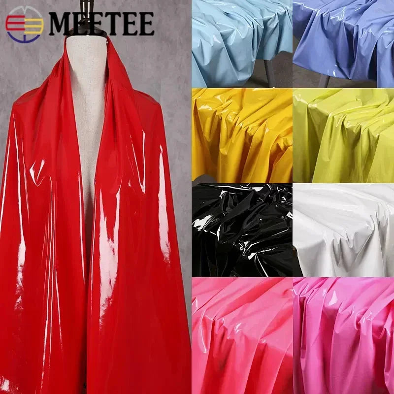 50x145cm Shiny Glossy Soft Leather Fabric Elastic Faux PU for DIY Sewing Dresses and Accessories