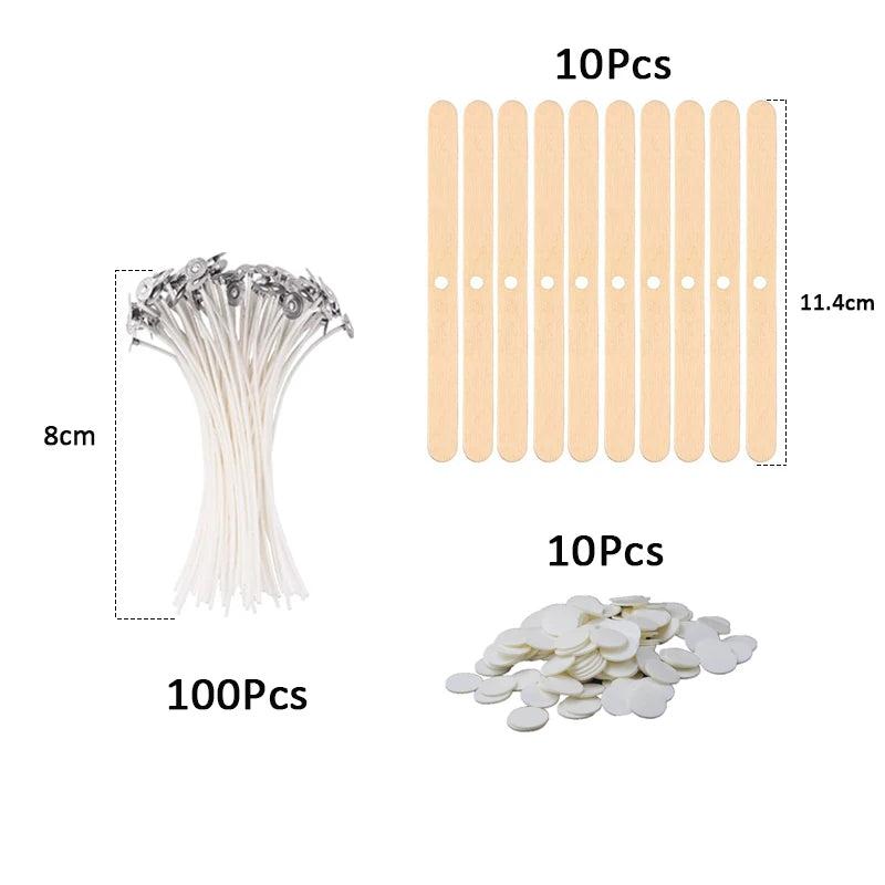 120Pcs Waxed Cotton Candle Wicks with Stand for DIY Candle Making Supplies