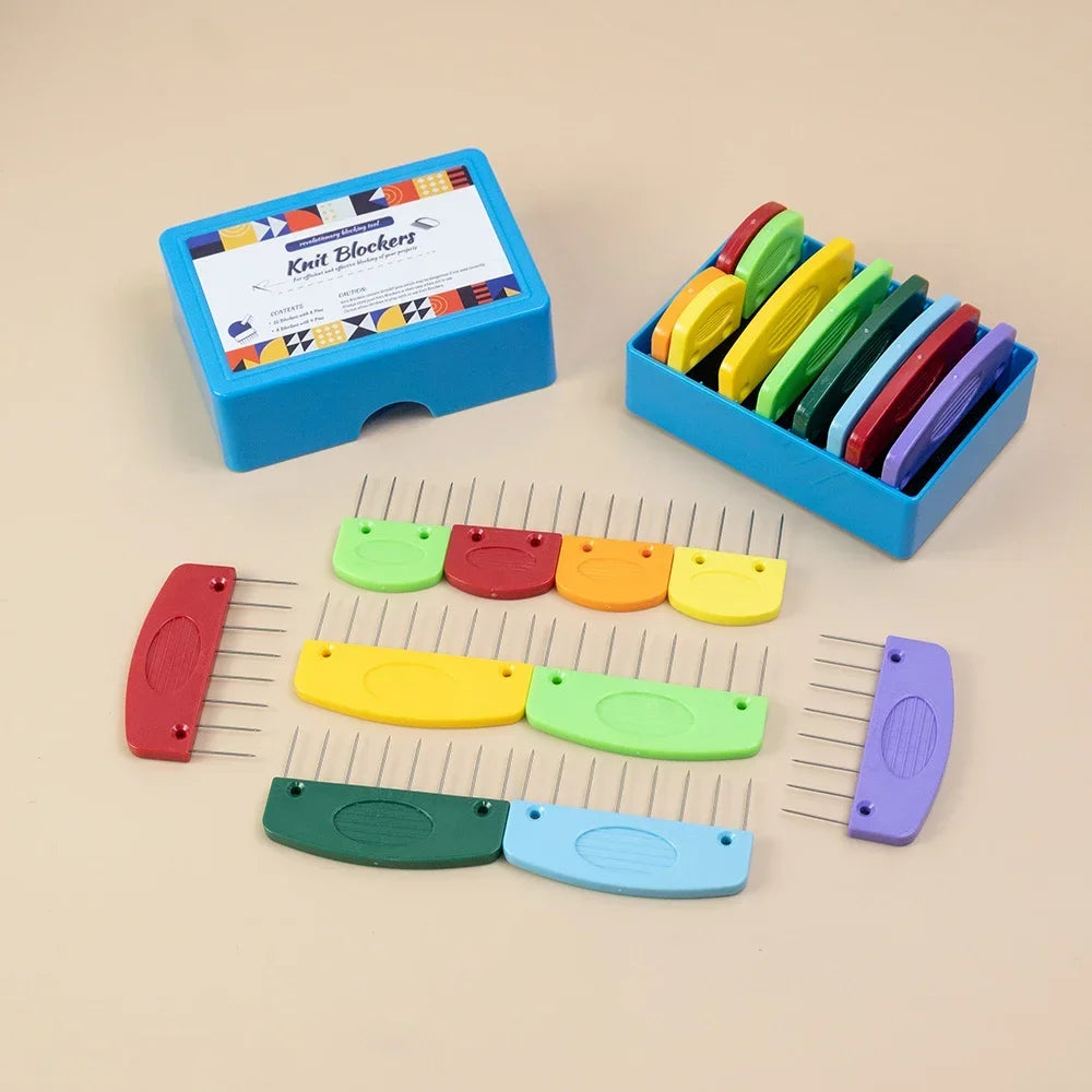 20 Piece Premium Stainless Steel Knitting Blockers Set with Blocking Combs and Mats for DIY Knitting and Crocheting