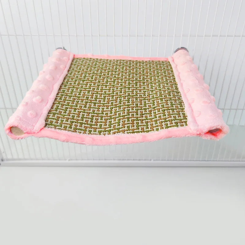 Warm Plush Bird Hammock Parrot Hanging Bed Rattan Bird Sleeping Bed Double Layer Parrot Hamster Hammock Small Pet Supplies