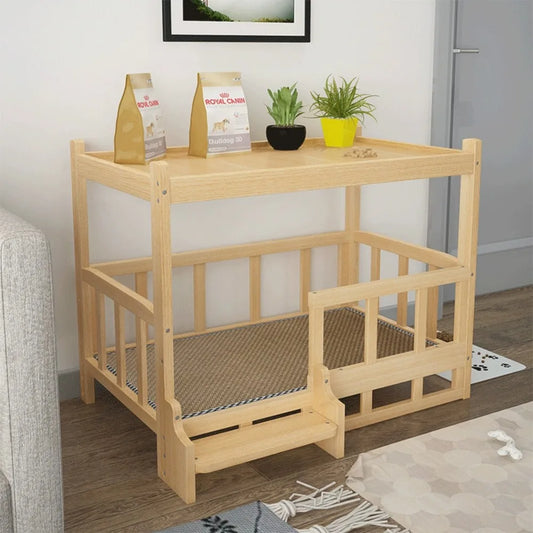 Simple Wooden Dog Bed Multifunctional Bedside Dog House Environmentally Friendly and Practical Pet Bed Light Luxury Dog Room