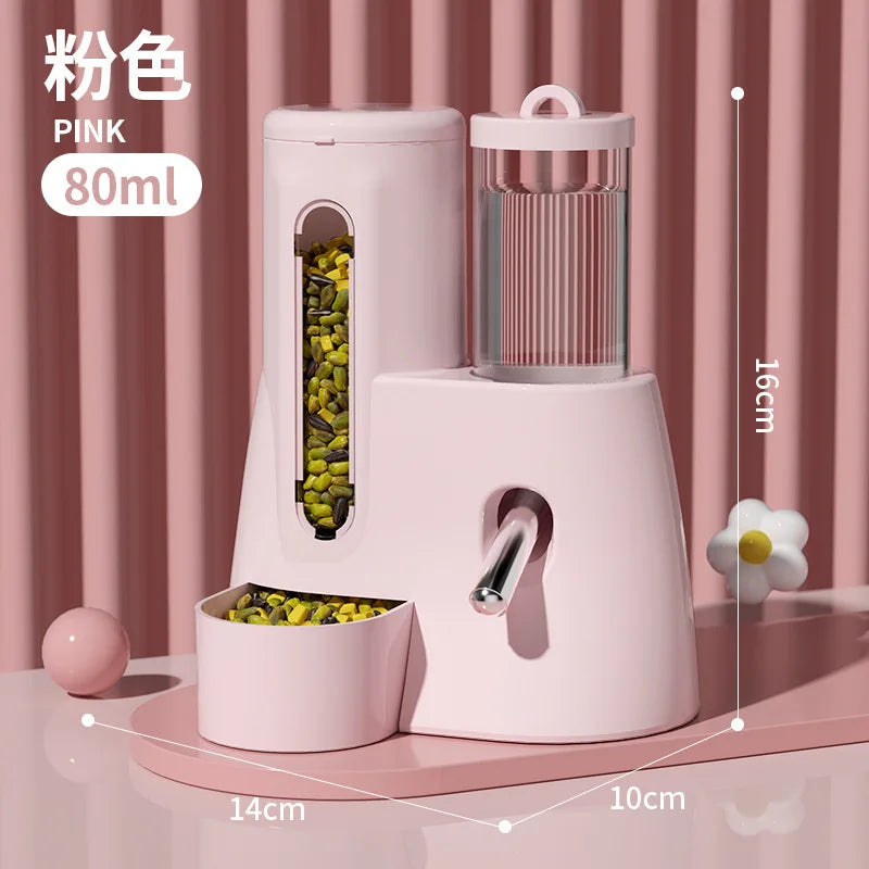 2In1 Hamster Feeder And Waterer Large Capacity Leakproof Feeder Food Water Dispenser Leak Proof Food Feeding Supplies