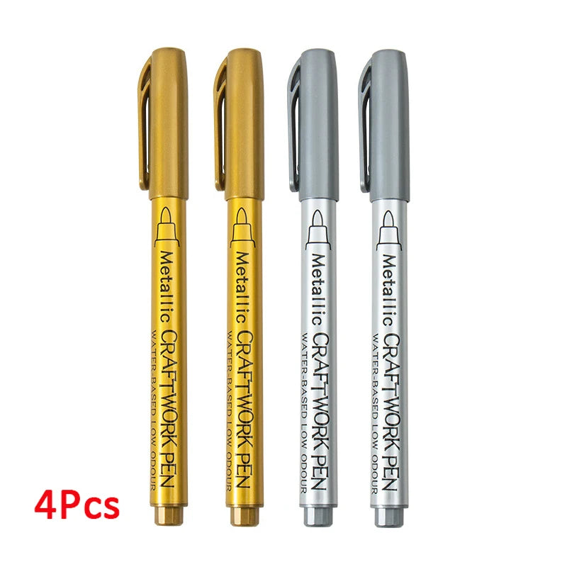 1-4Pcs Metallic Waterproof Marker Pens for DIY Crafting