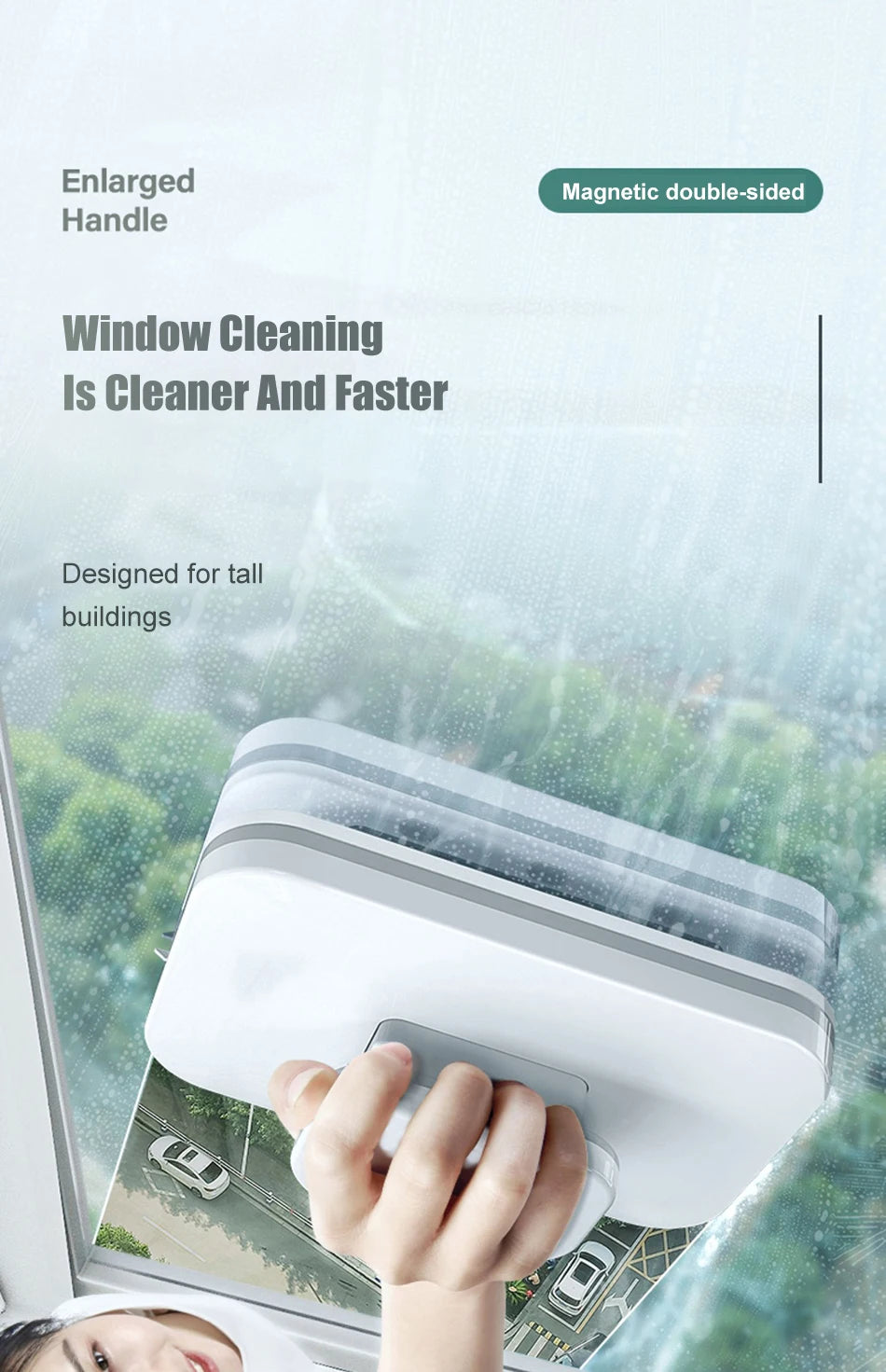 2024 Magnetic Window Cleaner Brush Double-Sided Automatic Water Discharge Wiper for Effortless Glass Cleaning