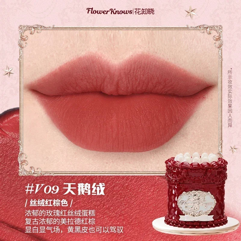 Flowerknows Strawberry Cupid Matte Velvet Lipstick Cake Lip Mud Lip Gloss Lip Cream for Women
