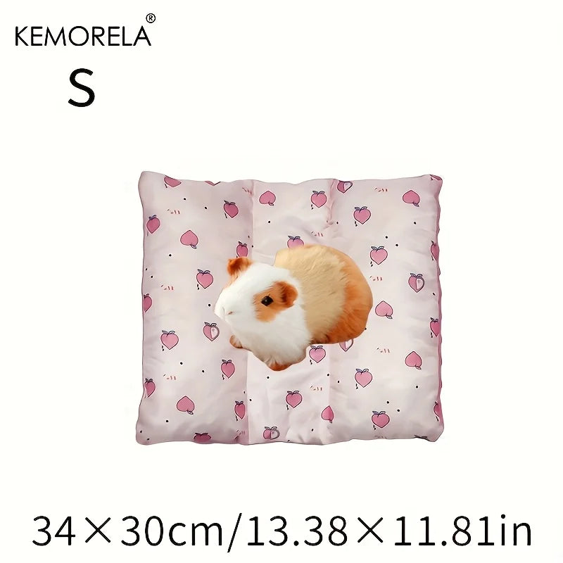 KEMORELA Reversible Small Pet Bed - Plush Top & Cooling Bottom for Rabbits, Guinea Pigs and Chinchillas Pink Square Mat