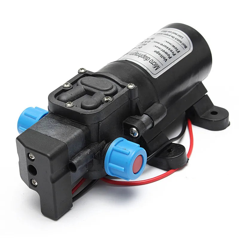 Bomba de agua eléctrica agrícola de 12 V CC, 60 W, 120 PSI, 5 L/MIN, micropulverizador de agua de diafragma de alta presión negro, adaptador de 12 V para lavado de automóviles