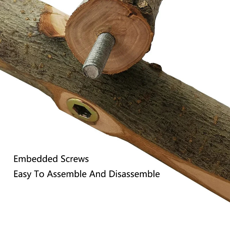 Stainless Steel Birds Parrot Feeder Bowl Round Small Pet  Natural Wood Stand Food Water Drinking Feeding Bowl Birds Supplies