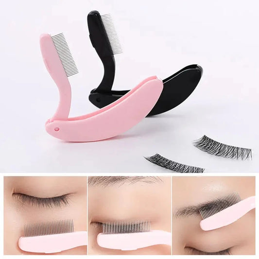 1PC Folding Eyelash Curler Comb Portable Lash Separator Mascara Lift Curl Metal Brush Mini Eyebrow Comb Makeup Tool