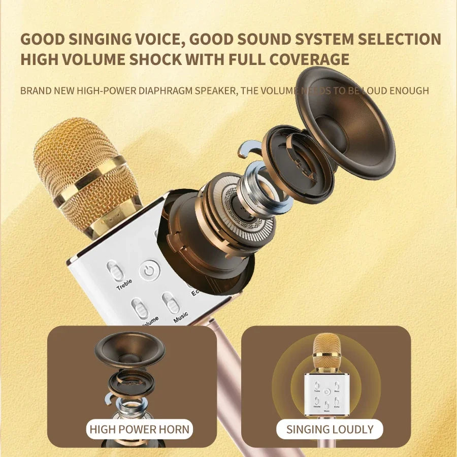TANALAZ K20 Bluetooth Wireless Karaoke Microphone with LED Light Portable Singing Machine for Home Parties and Gifts