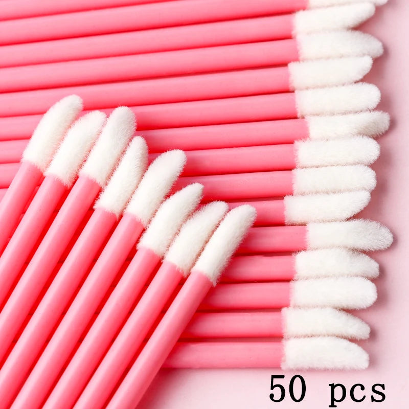 50 Pcs Disposable Lip Brush Eyelash Makeups Brushes Lash Extension Mascara Applicator Lipstick Wands Set Cosmetic Make up Tools