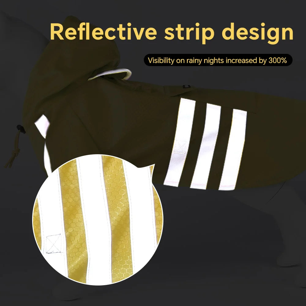 Pet Dog Poncho Raincoat Reflective Waterproof Outdoor Rainy Clothes Walking Traveling Windproof Hooded All Sizes Dog Raincoat