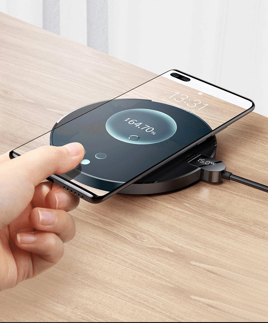 Baseus 15W Fast Wireless Charger Pad with LED Display for iPhone 15 14 and Samsung Devices