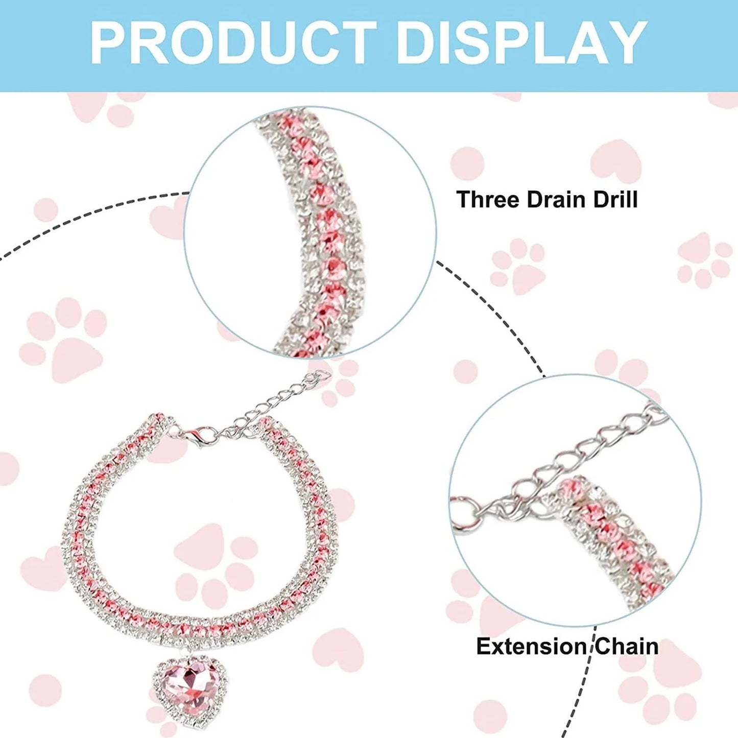 Dog Cat Rhinestone Diamante Collar Necklace Puppy Crystal Bling Pet Accessories For Puppy Kitten Crystal Pendant Diamond Collars