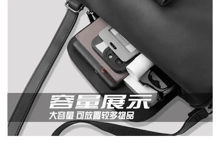 Fashion  High Quality Pu Leather Retro Bag Men's Single Shoulder Bag  Leather CrossBody Bag Leisure  Bag Round Body Bag