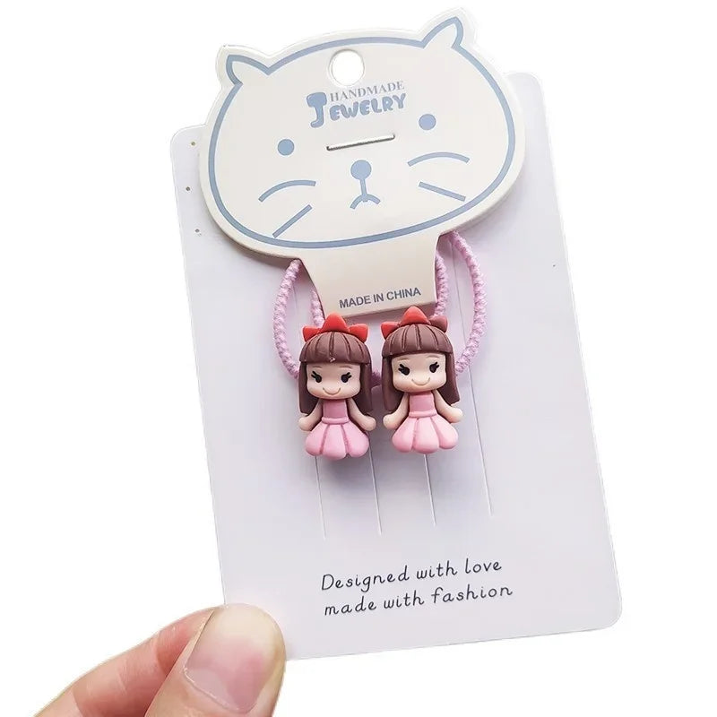 2PCS Cute Cartoon Princess Headwear Kids Elastic Hair Bands Children Hair Ties Ropes Girls Accessories Baby