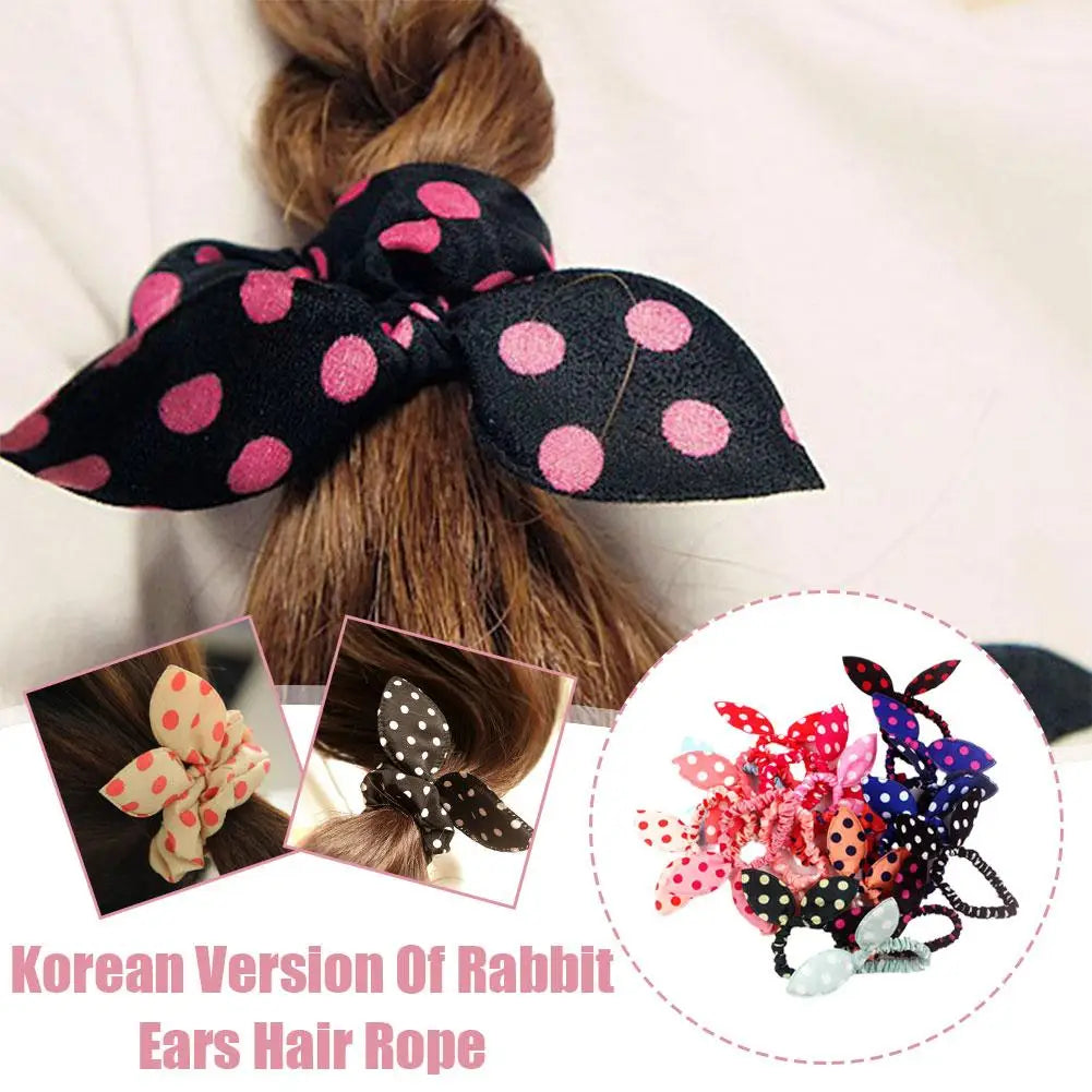 1Pcs Cute Rabbit Ear Hair Bands Girl Rubber Band Elastic Children Korean Rope Headwear Baby Hair Ornaments Accessories Hair J9A1