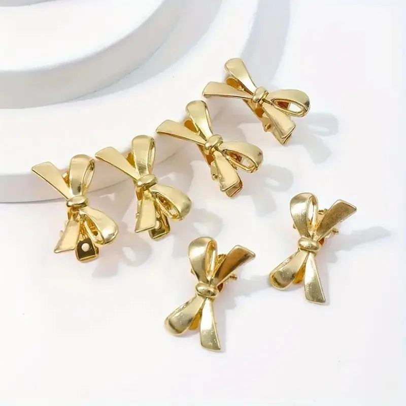 6PCS Fashion Small Shiny Bow Tie Hair Claw Clip Set For Women Girls Mini Crab Hair Clamps Barrettes Hair Headwear Accesories