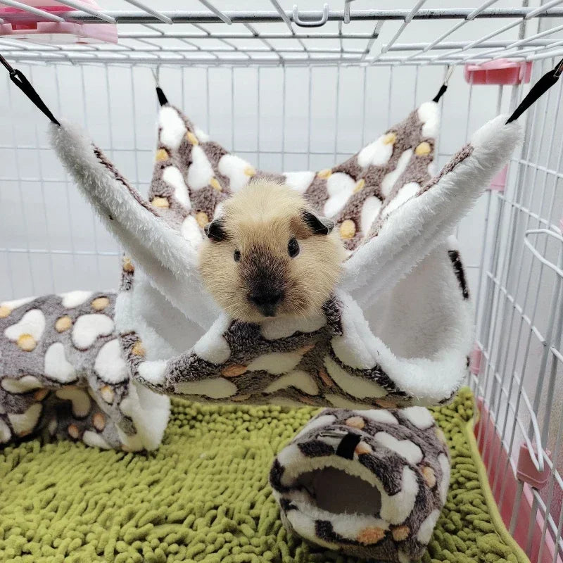 Hammock for Rats Double Thick Plush Winter Warm Bed for Hamster House Nest Sleeping Bag Hanging Tree Bed Guinea Pig Pet Supplies