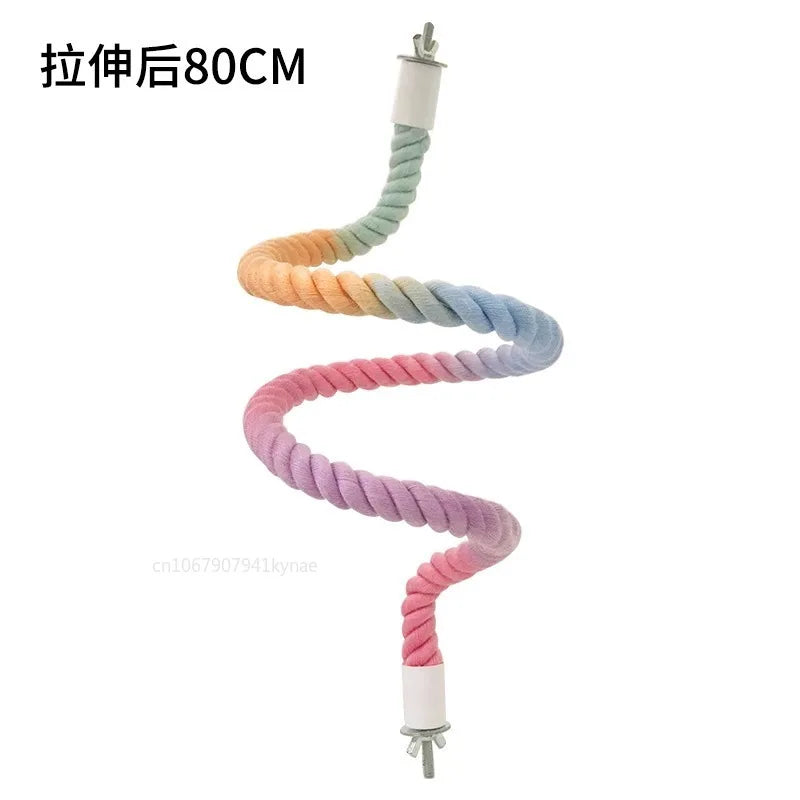 Colorful Parrot Cotton Rope Hanging Braided Budgie Bird Cage Cockatiel Toy Pet Stand Accessories Ladder Swing Supplies