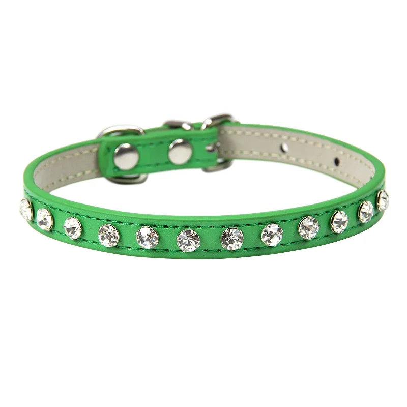 Luxury Rhinestone Rivets Cat Collar Leather Small Dog Collars  Puppy Neck Strap for Kitten Accessories Wholesale / Dropshipping