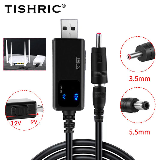 TISHRIC USB To DC 5.5/3. 5mm Plug 5V 9V 12V USB Power Boost Line USB DC Power Cable Adapter For Route WIFI Wire USB Connector