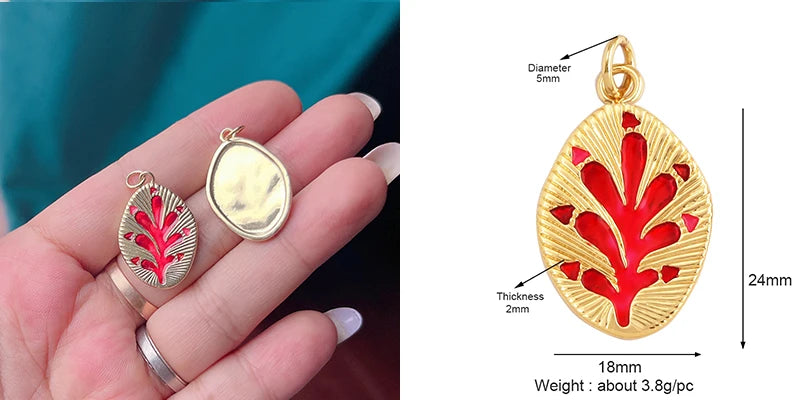 Sweet Colorful Sun Rose Flower Charm Pendant 18K Gold Necklace