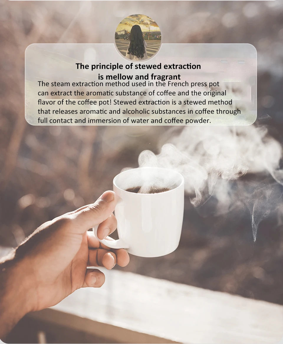 French Press Coffee Maker – 350ml/600ml/1L Borosilicate Glass Pot with Stainless Steel Filter