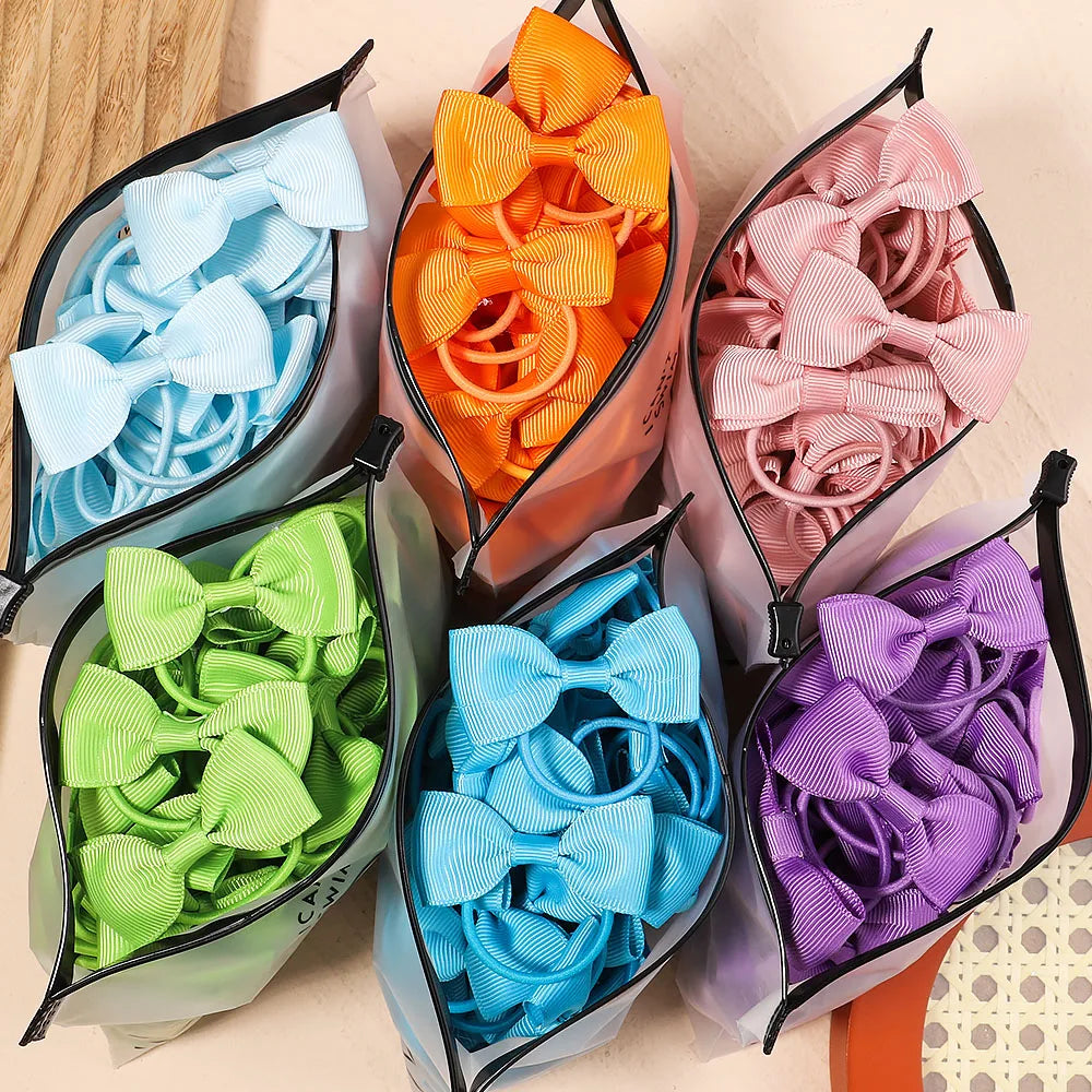 5/10/20Pcs/lot Grosgrain Ribbon Pigtail Hair Bows Hair Ties Elastic Hair Bands Holders Hair Accessories for Baby Infants Girls