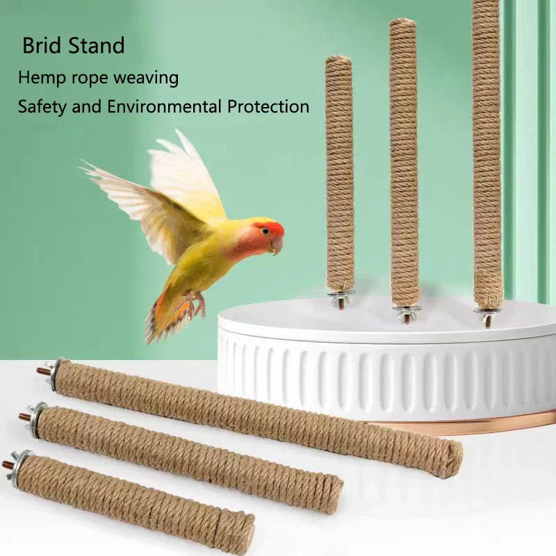 Natural Hemp Rope Bird Perch for Parrots - Handmade Chewable Perch Stand Eco-Friendly Cage Accessory for Parrots Pet Birds Toy