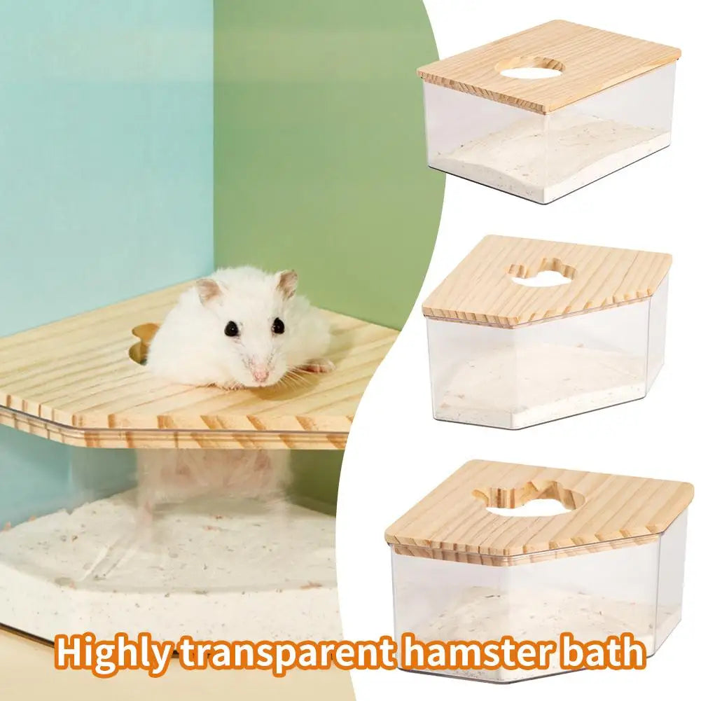 Hamster Golden Bear Sand Bath Box Acrylic Fully Transparent Large Pet Chinchilla Toilet Dual-Purpose Bath Sand Urine Sand Basin