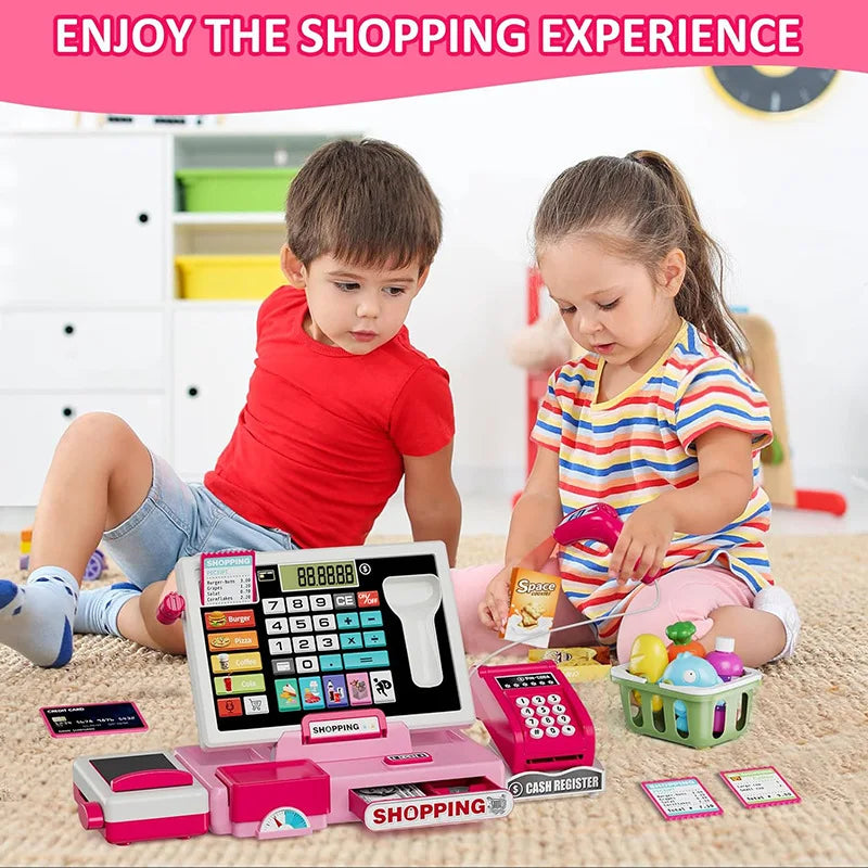Shopping Cash Register Playset with Real Calculator, Pretend Play Store, Learning Toy, Christmas/Halloween/New Year Gift