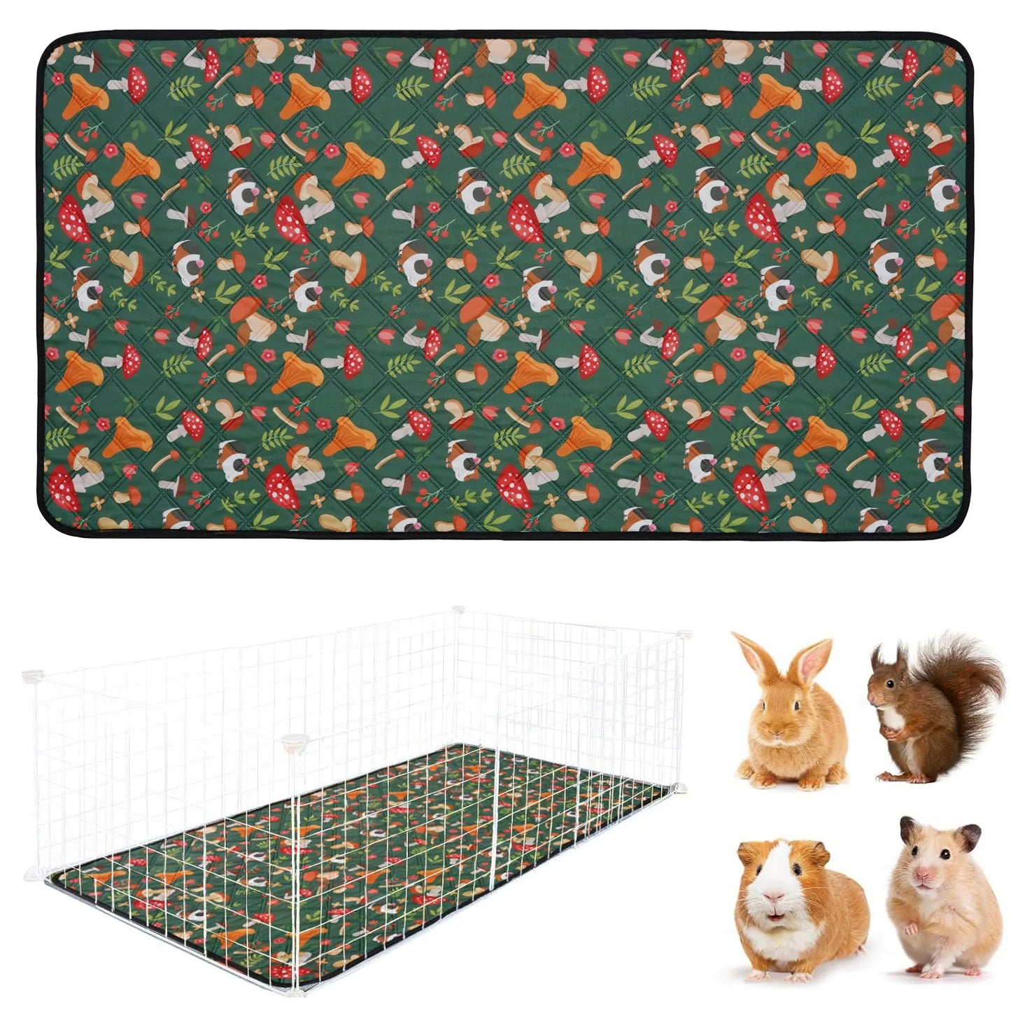 Guinea Hamster Cage Mat, Pee Pad, Washable Small Pet Bedding, Waterproof Super Absorbent , Non-Slip Mat for Small Animals