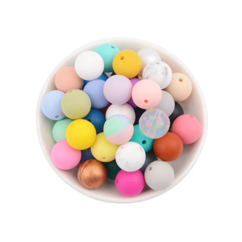LOFCA 15mm Silicone Loose Beads 20pcs Safe Teether For Infants