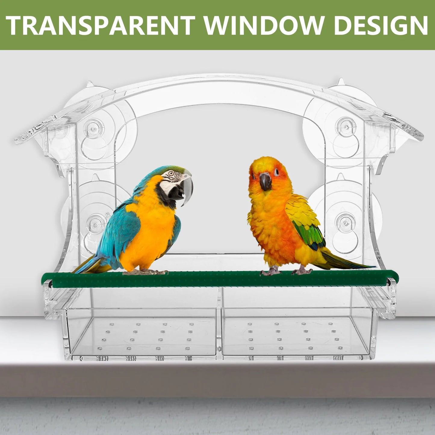 Window Bird Feeder Acrylic Clear Bird House with 4 Suction Cups Large Capacity Outdoor Bird Feeders Transparent Food Dispenser