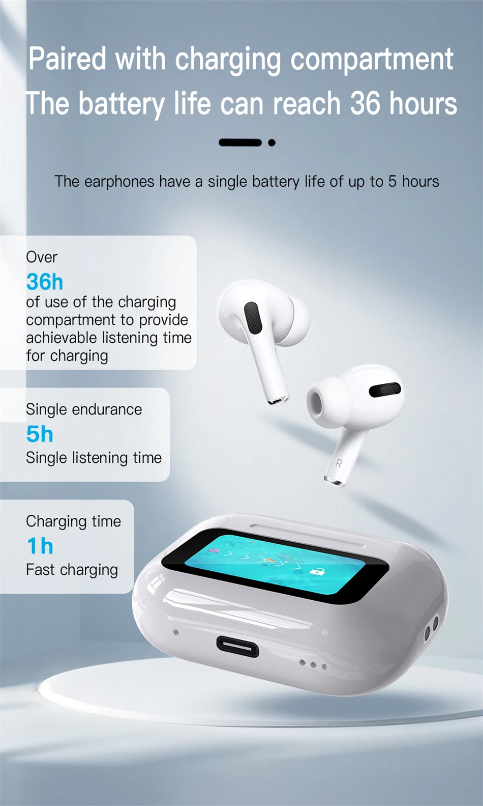 In Ear Subwoofer Earphones with HD Microphone Type-C Wireless Headset for iPhone 15 16 Samsung Xiaomi Huawei VIVO Tablet and Phone