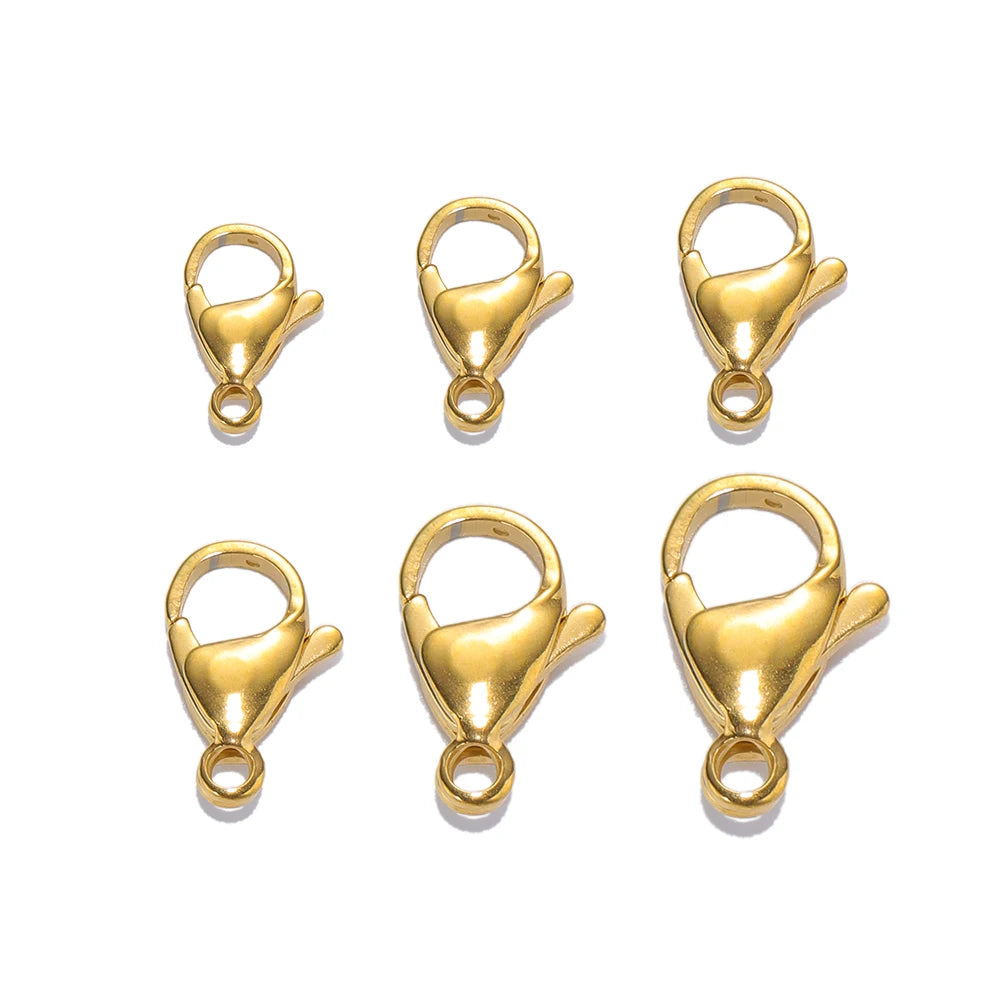 25pcs 18K Gold Stainless Steel Lobster Clasps for Jewelry Making