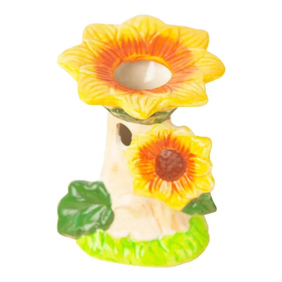 Sunflower Ceramic Hamster Water Bottle Holder Leak-Proof Design Cute Decorative Water Dispenser for Hamsters Gerbils Small Pets