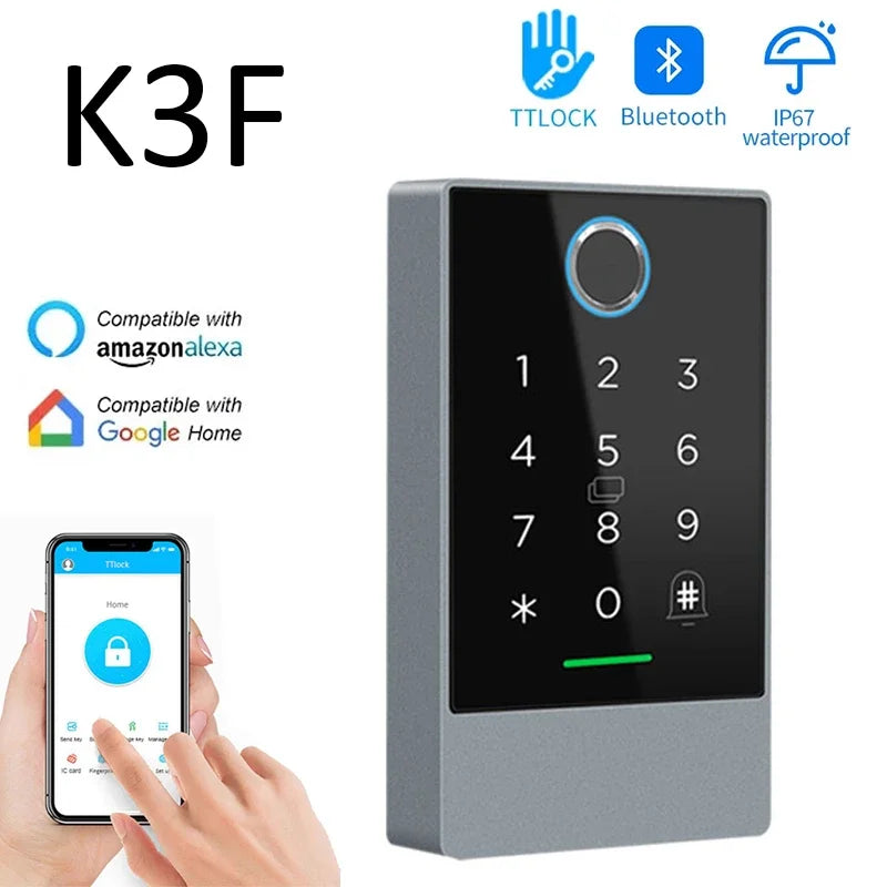 TTLOCK K3 K3F Fingerprint Access Control Door Opener with NFC Bluetooth Electric Gate Keypad and RFID Card 13.56MHz