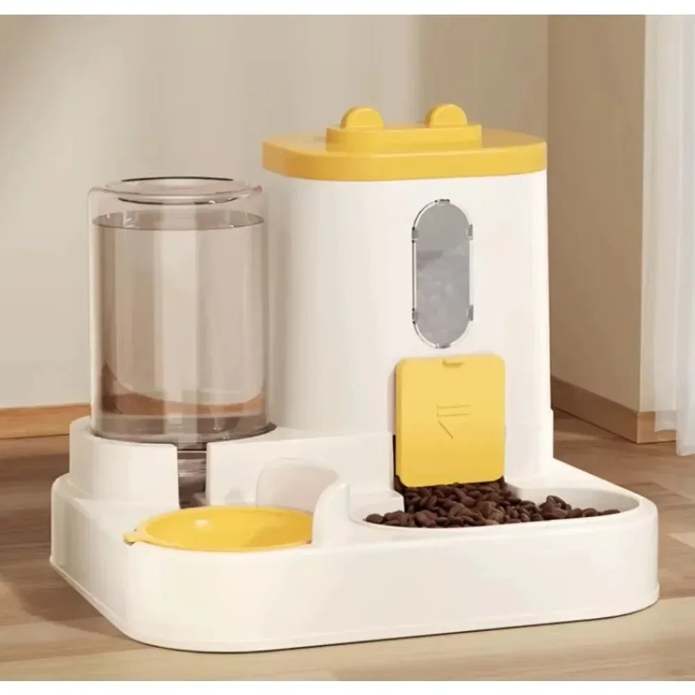 Automatic Cat Dog Feeder with Integrated Food & Water Bowl