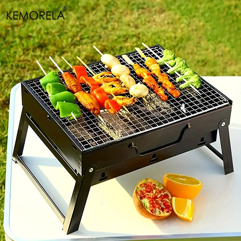 Portable Stainless Steel Mini BBQ Charcoal Grill Tool Kit for Outdoor Cooking Camping Picnics and Beach