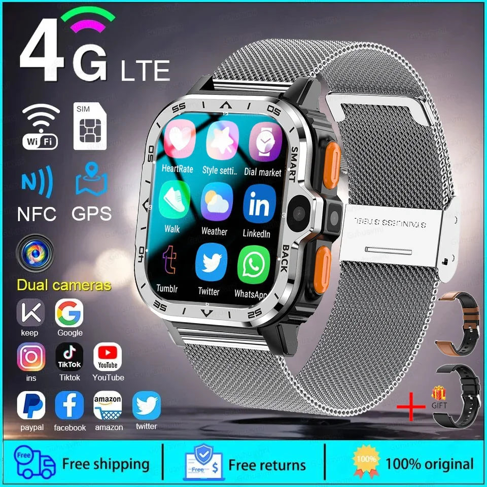 2025 New 5G SIM Card Small Fast Internet Smart Watch HD Dual Camera 64GB ROM NFC GPS WiFi Google Play Smart Bracelets For XIAOMI