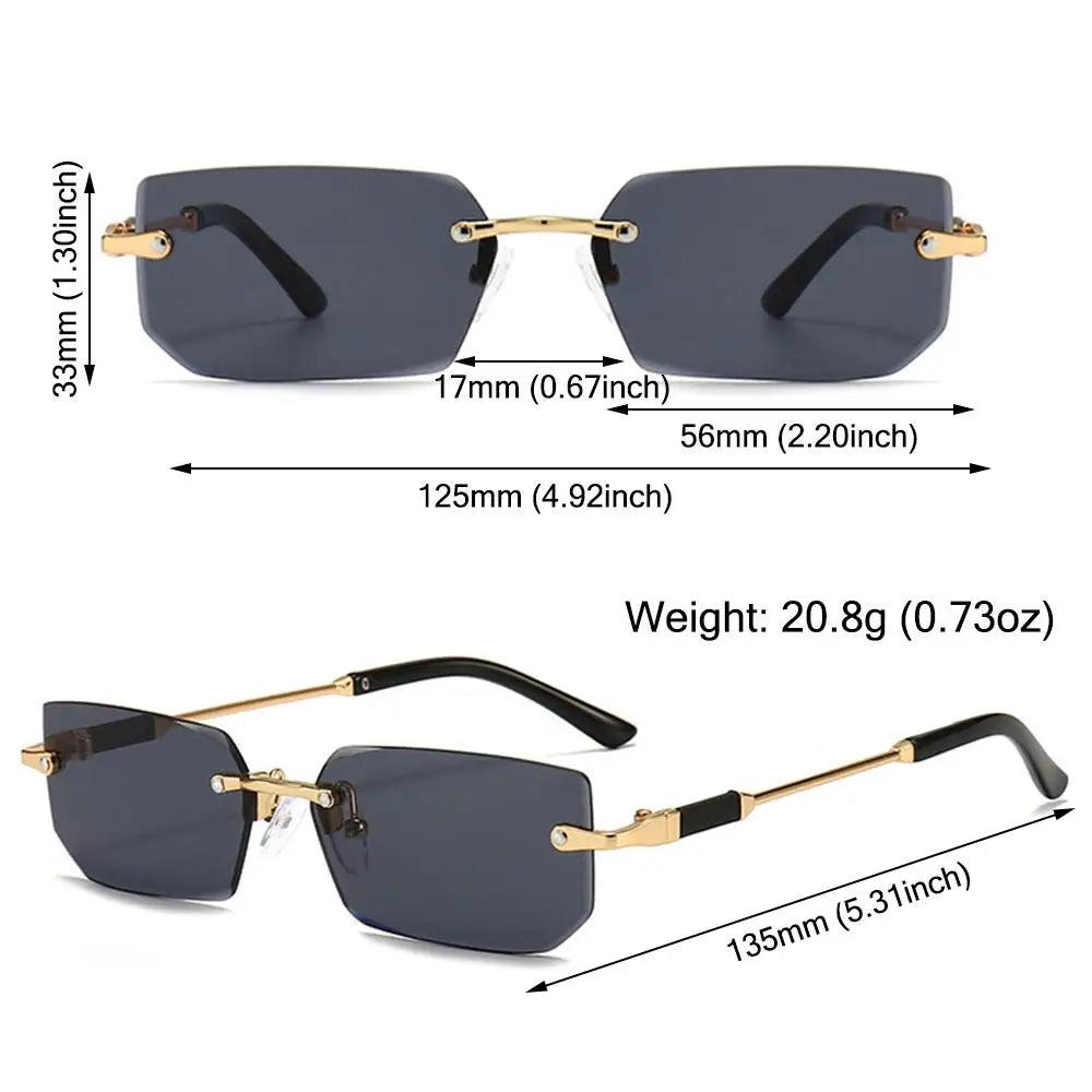 Rimless Sunglasses for Women & Men, UV400 Retro Frameless Shades