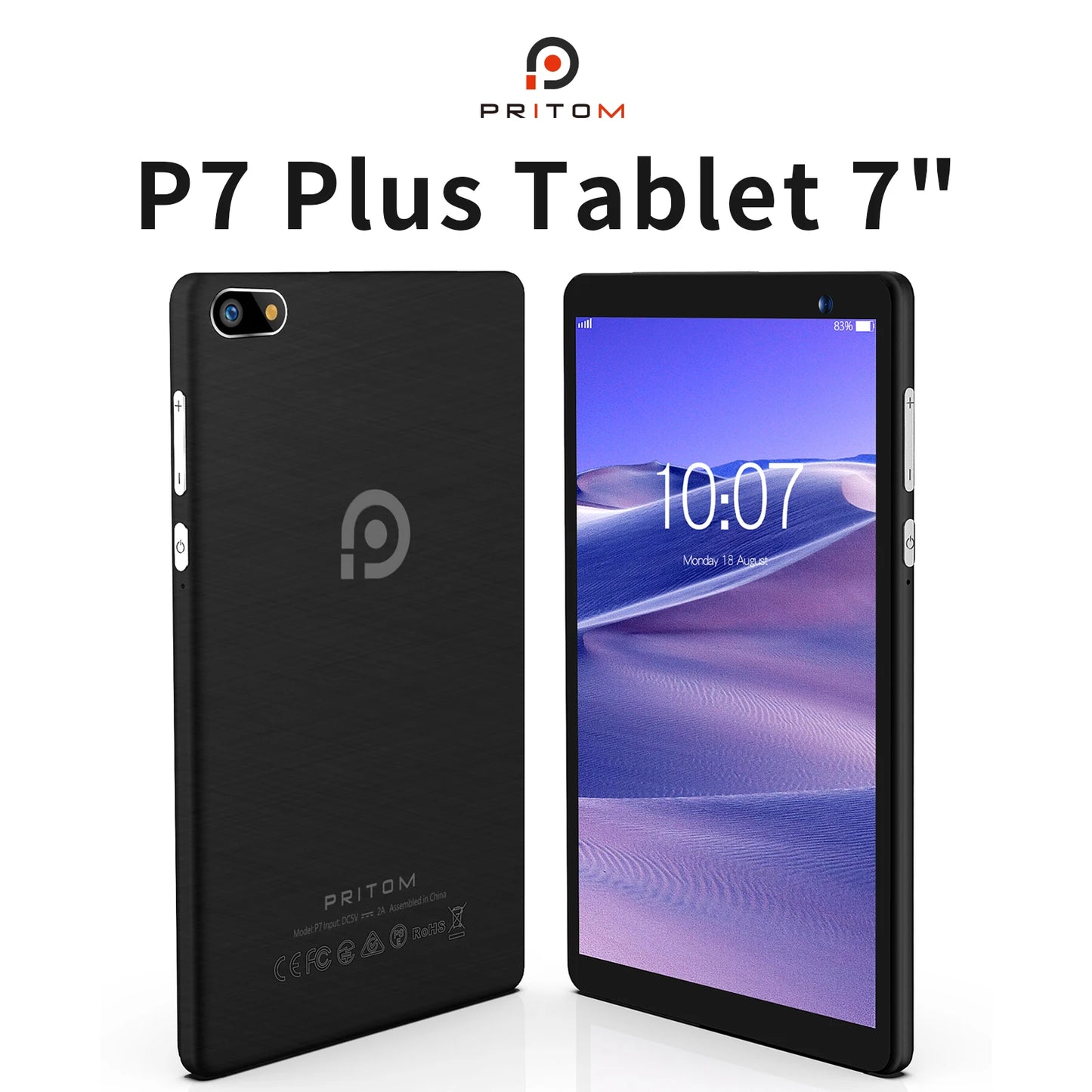 Tableta PC PRITOM de 7 pulgadas, 32 GB, Android 11, procesador de cuatro núcleos, pantalla IPS HD, cámara dual, WiFi, con funda protectora de PU