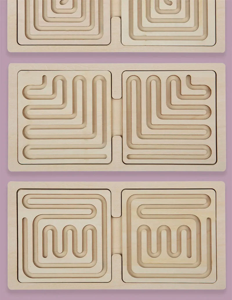 Children's Left Right Brain Puzzle Pen for Movement Trajectory Control and Hand Eye Coordination Training Educational Wooden Toy for Ages 3 to 6