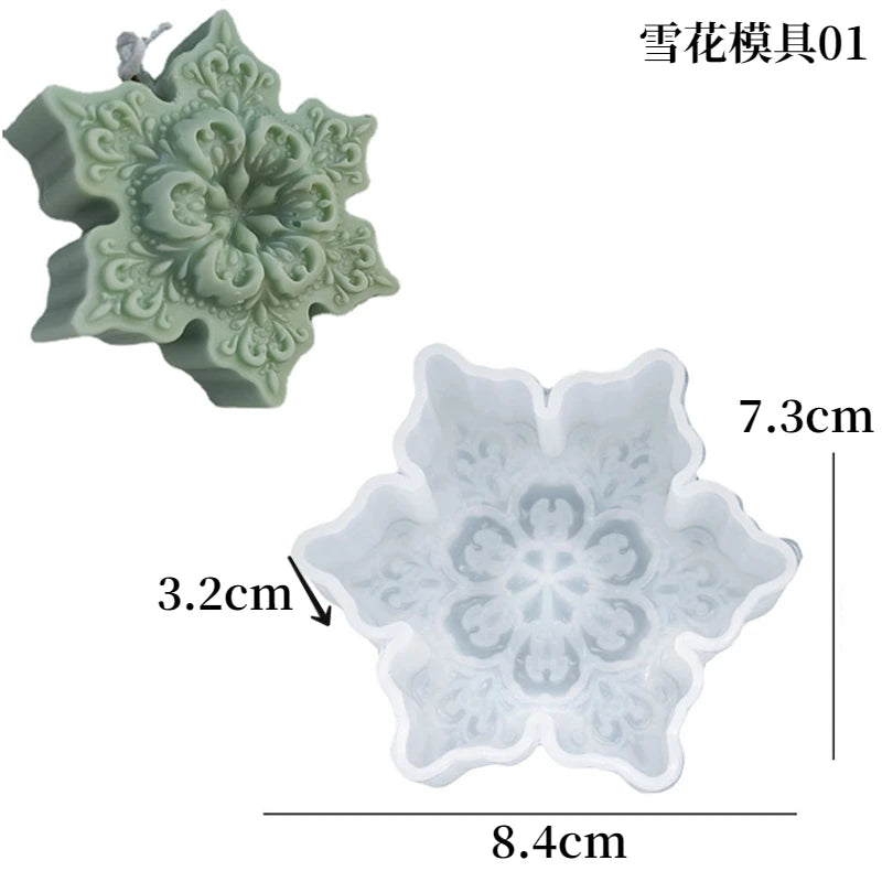 3D Christmas Snowflake Silicone Candle Molds for DIY Soap and Cake Decor