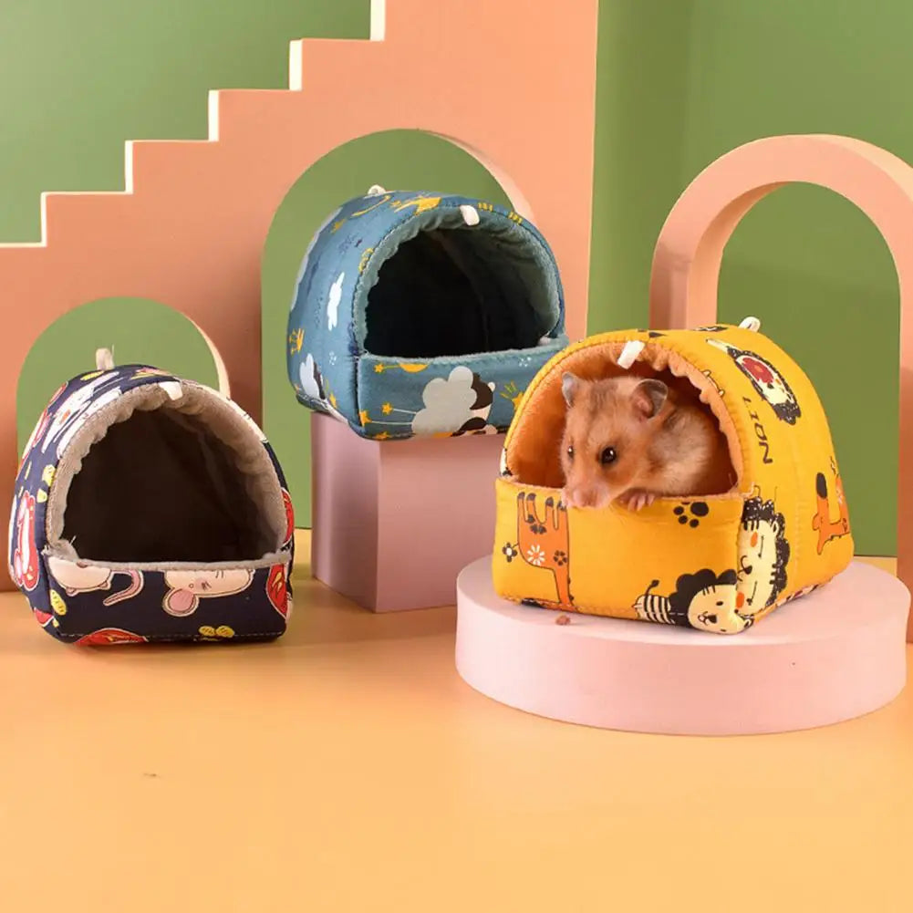 Cute Cage Rabbit Squirrel Winter Warm Mat Guinea Pig Nest Hamster House Small Animal Sleeping Bed Pet Hanging Cagehamaca hamster