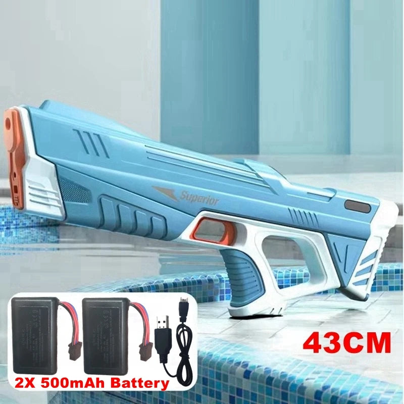 Full Automatic Electric Water Gun 43cm Portable Summer Toy for Kids and Adults Outdoor Water Battles