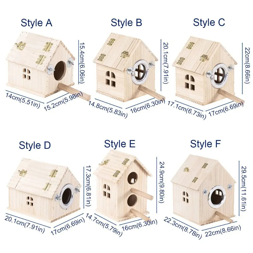 Large Space Wood Bird House Rainproof Hanging Bird Nesting Box Sun Protection Bird Nest for Parrots Parakeet Budgerigar