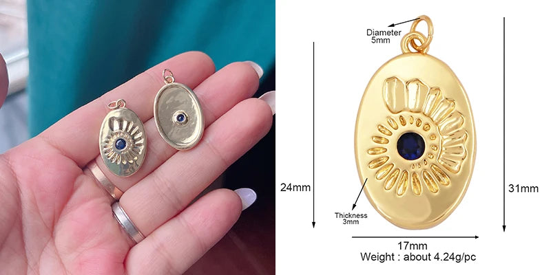 Sweet Colorful Sun Rose Flower Charm Pendant 18K Gold Necklace